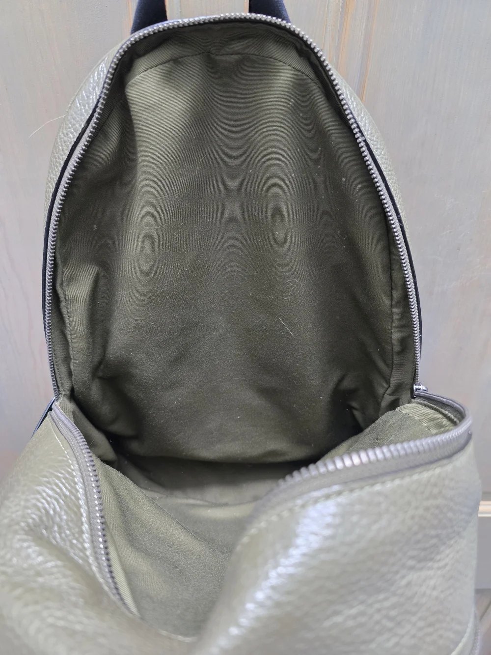 Coach Pebbled Leather Backpack in Olive Green